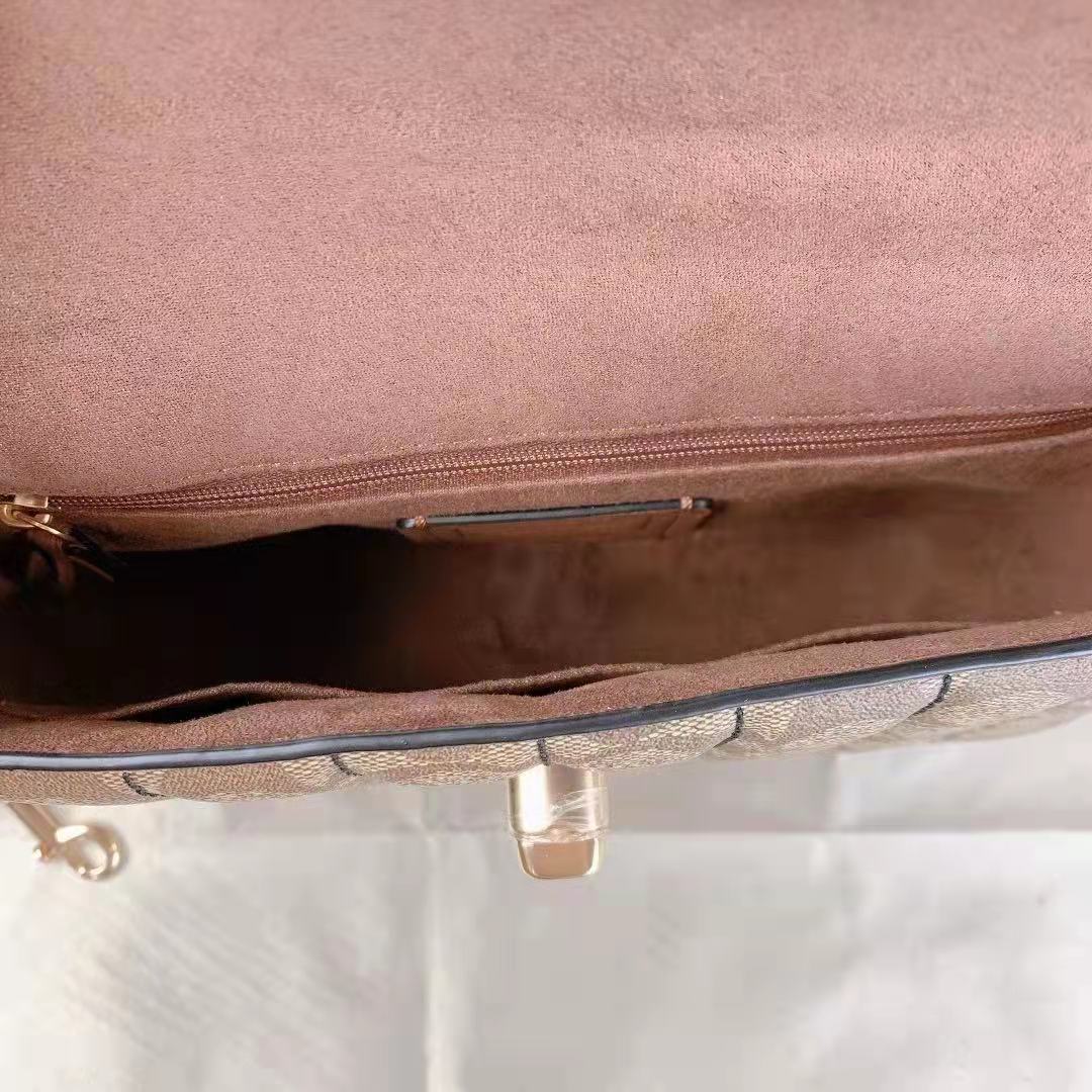 Coach C5645 Marlie Top Handle Satchel In Signature Canvas With Quilting In Khaki/Black Coach C5645 Marlie Top Handle Satchel In Signature Canvas With Quilting In Khaki/Black